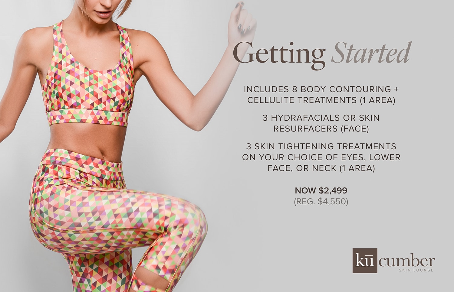 Promotional offer for skin and body treatments.