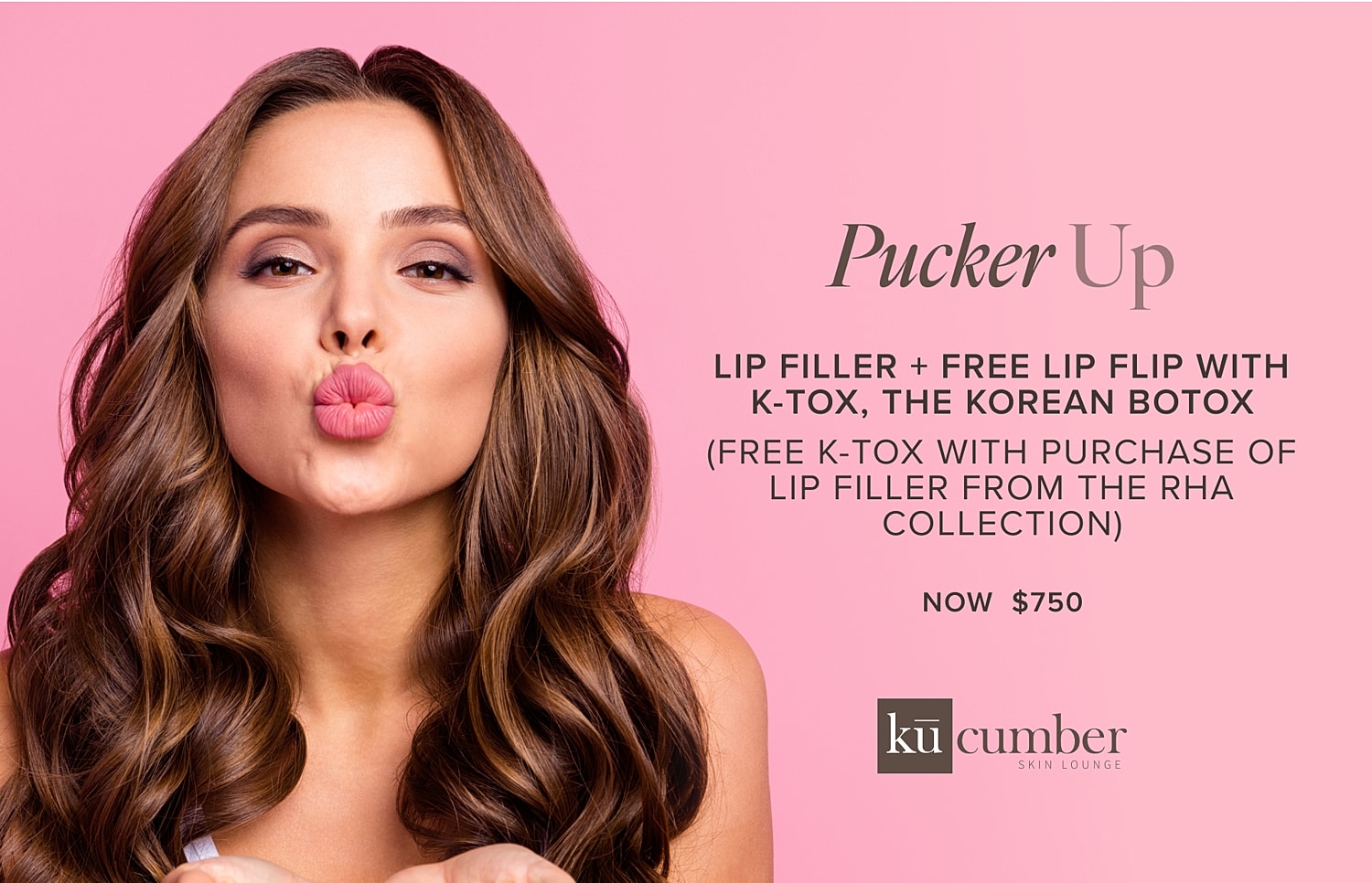 Lip filler and K-tox promotion advertisement.