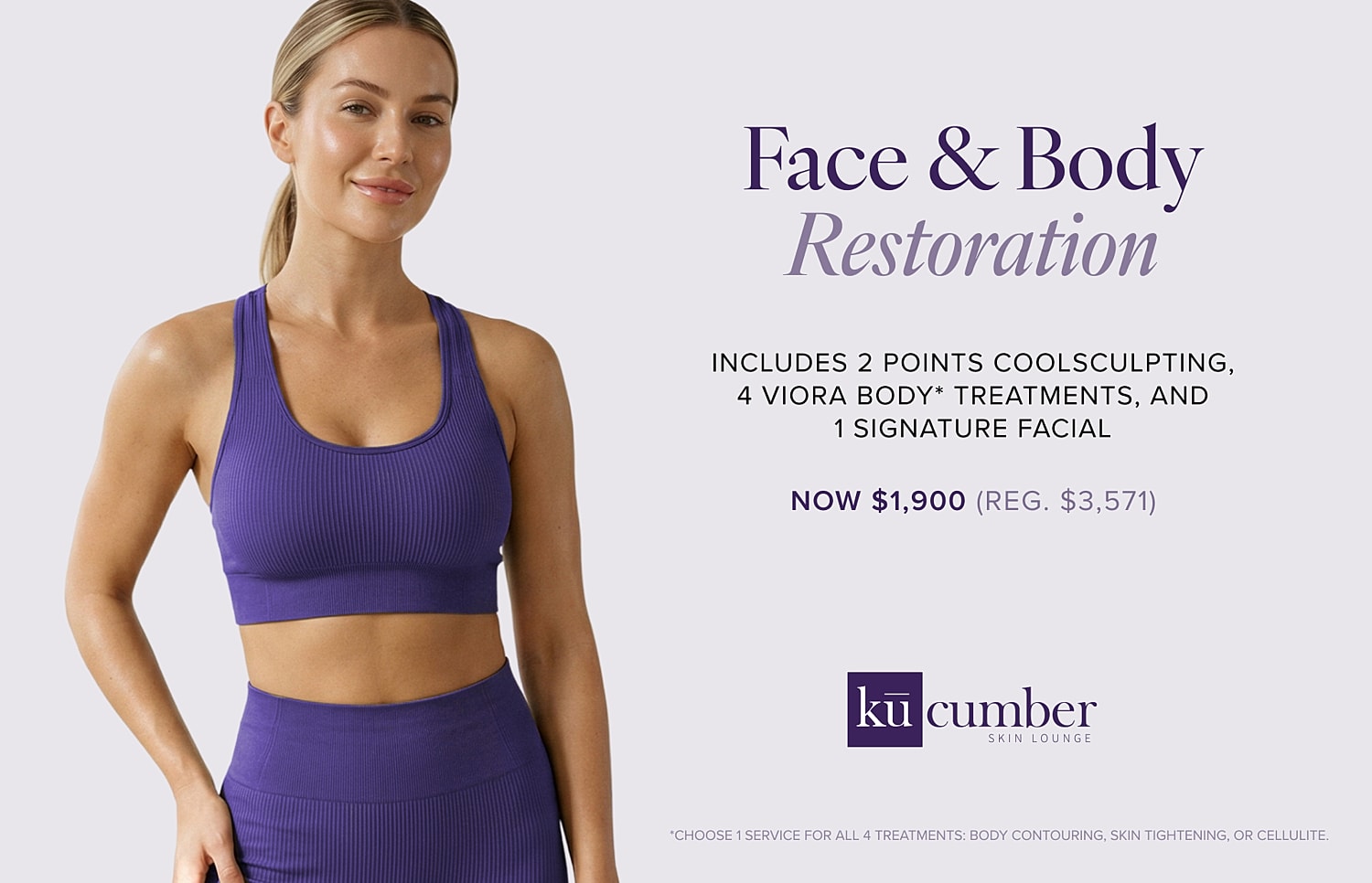 Face and body restoration promotional offer image.