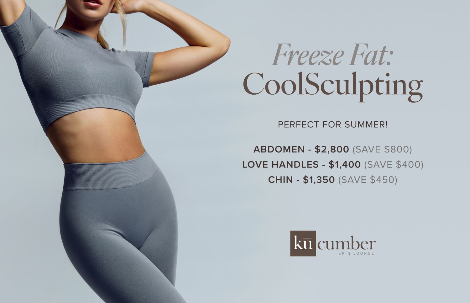 CoolSculpting promotional image with pricing details.